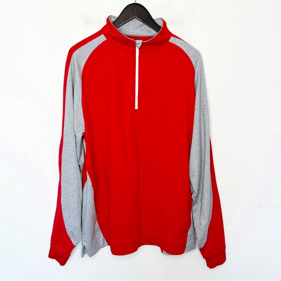 Footjoy Mens L Golf Pullover 1/4 Zip Red Gray Performance Stretch Long Sleeve - Picture 9 of 9